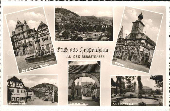 Heppenheim Bergstrasse Apotheke Brunnen Kleiner Markt Schwimmbad Rathaus
