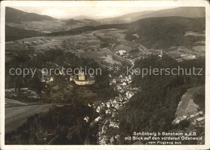 Schoenberg Bensheim Odenwald Fliegeraufnahme