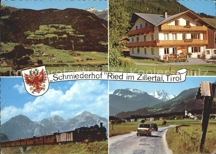 Ried Zillertal Panorama Schmiederhof Zillertalbahn Gerlosstein und Ahornspitze