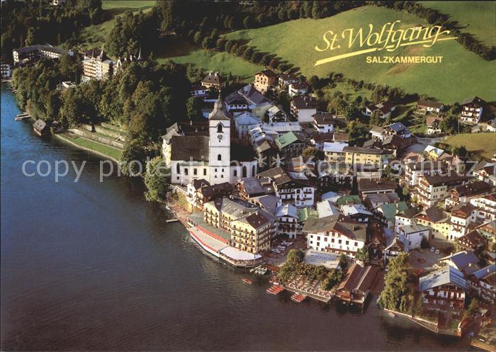 St Wolfgang Wolfgangsee Wallfahrtskirche und Hotel Weisses Roessl Fliegeraufnahm
