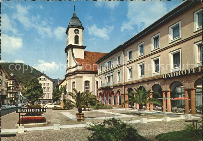 Wildbad Schwarzwald Kurplatz mit Badhotel und ev Stadtkirche