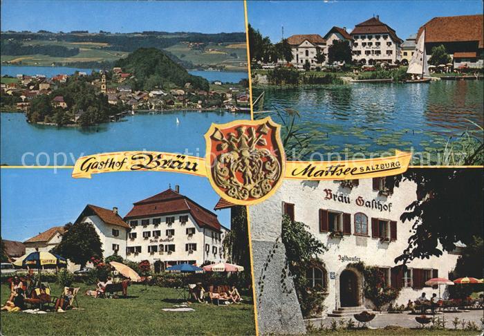 Mattsee Salzburg Fliegeraufnahme Gasthof Braeu Teilansichten