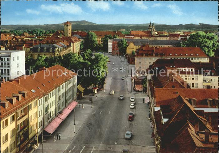 Bayreuth Bahnhofstrasse mit Blick auf Schlosstum und Stadtkirche