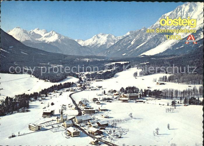 Obsteig Tirol am Sonnenplateau Alpenpanorama Fliegeraufnahme