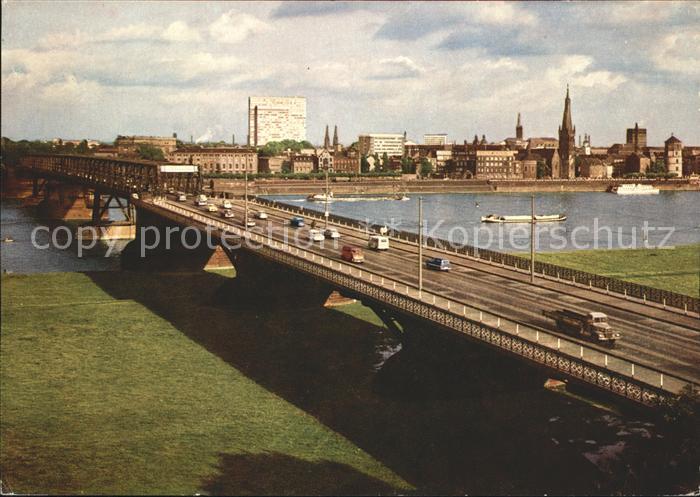 DuessELDORF CITY Rheinansicht mit Oberkasseler Bruecke