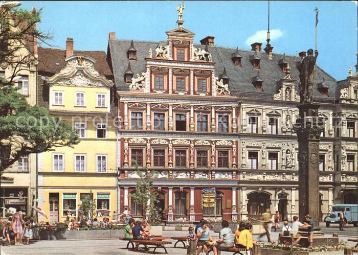 ERFURT  CITY Fischmarkt mit Roland Haus zum Breiten Herd und Gildehaus