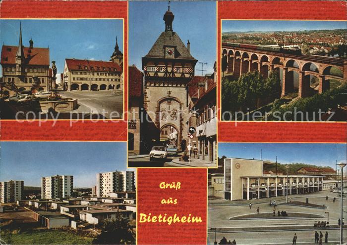 Bietigheim-Bissingen Rathaus Stadttor Viadukt Hochhaeuser Bahnhof