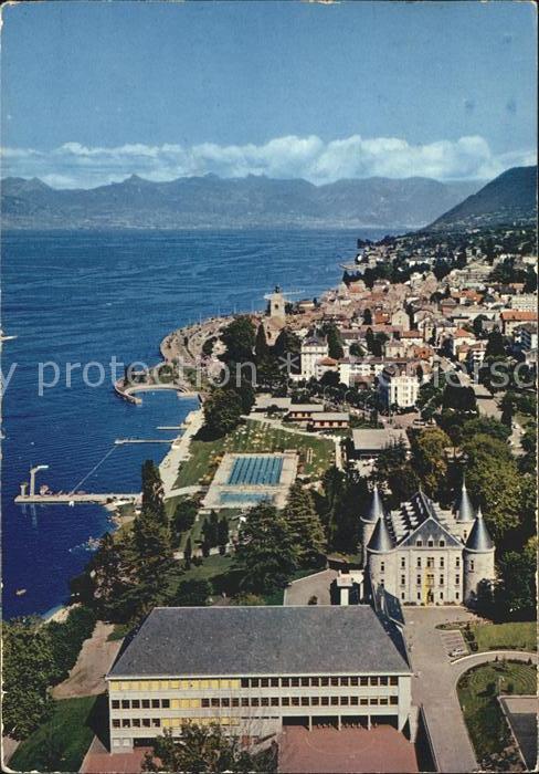 Evian-les-Bains Haute Savoie Fliegeraufnahme Lycee Anna Noailles Centre Nautique