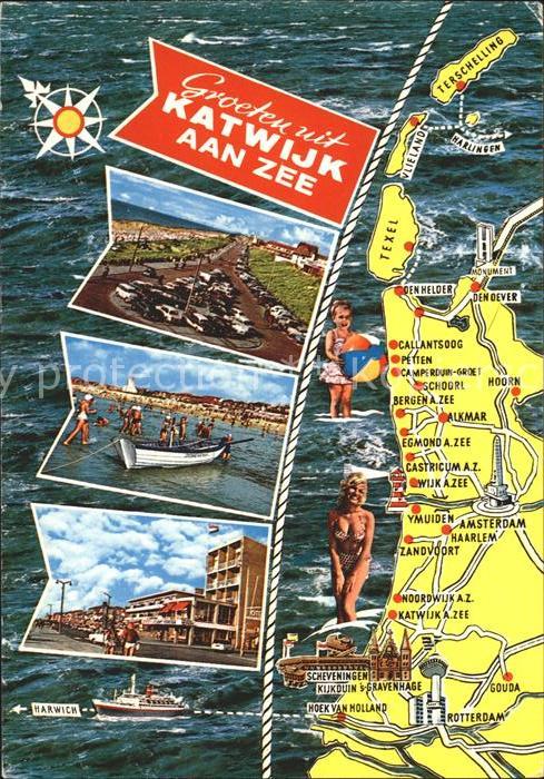 Katwijk aan Zee Strand Karte Dampfer