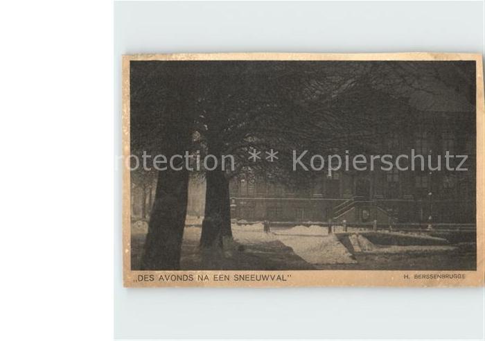 Den Haag Korte Vijverberg Des avonds na een Sneeuwval