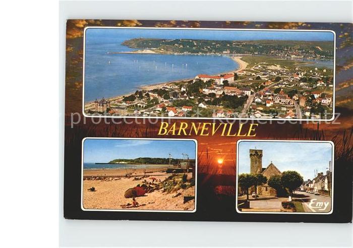 Barneville-Carteret Vue aerienne La plage L'eglise