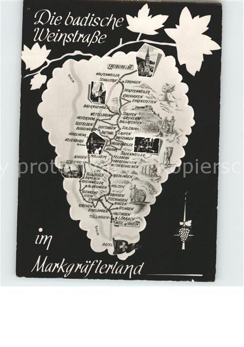 Markgraeflerland uebersichtskarte Badische Weinstrasse