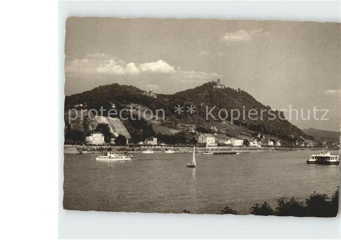 Bonn Rhein Siebengebirge mit Drachenfels Schiffsverkehr