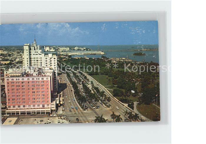 Miami Florida Air View Biscayne Boulevard Hotel Row