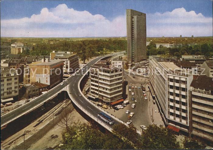 DuessELDORF  CITY Auto- Hochstrasse Thyssen Haus Fliegeraufnahme