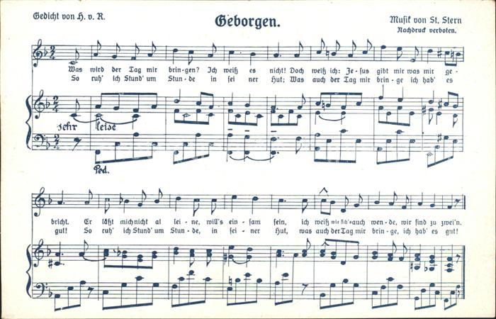 Liederkarte Geborgen Gedicht H.v.R. Musik St. Stern