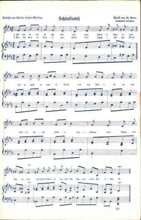 Liederkarte Schlafliedli Gedicht Emilie Locher-Werling Musik St. Stern