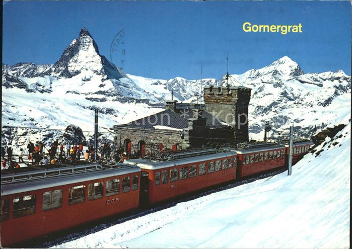 Zahnradbahn Station Gornergrat Zermatt Matterhorn Dt. Blanche