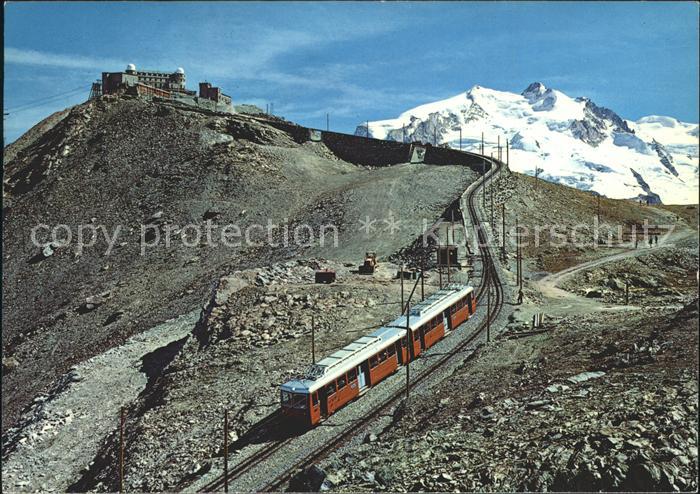 Zahnradbahn Gornergratbahn Zermatt Hotel und Station Gornergrat Monte Rose