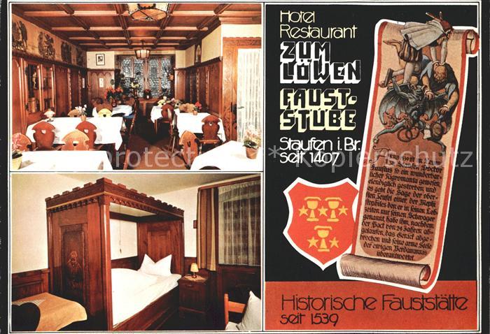 Staufen Breisgau Hotel Restaurant Zum Loewen Fauststube