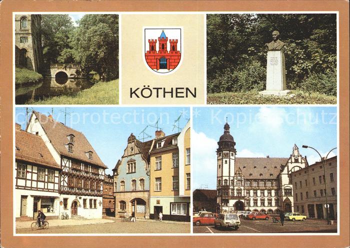 Koethen Anhalt Schlosspark Naumann-Denkmal Holzmarkt Bach Gedenkstaette