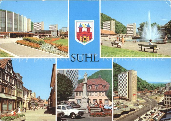 Suhl Thueringer Wald Stadthalle Waffenmuseum Steinweg Waffenschmiedbrunnen