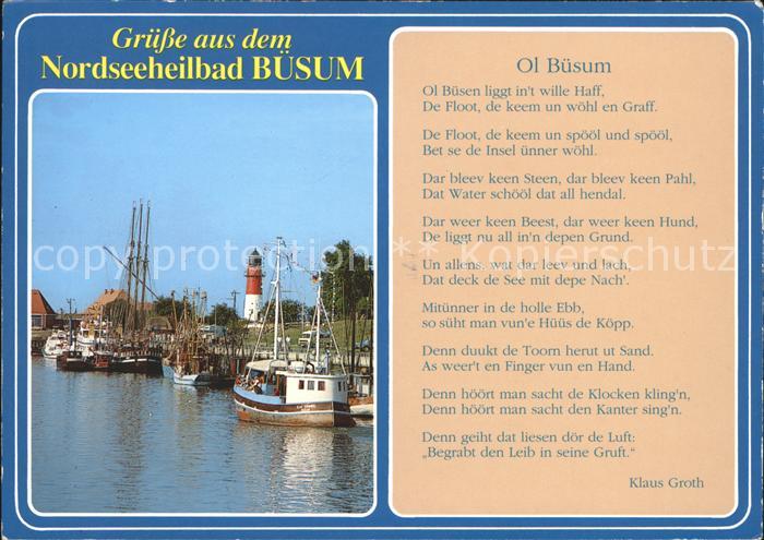 Buesum Nordseebad Hafen Leuchtturm Gedicht von Klaus Groth