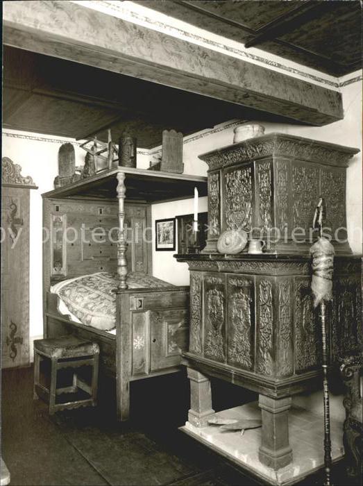Feuchtwangen Heimatmuseum Schlafzimmer alter Ofen