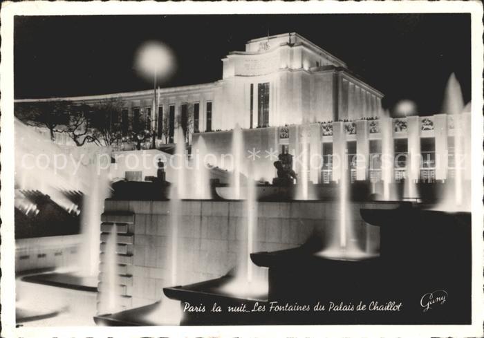 Paris Trocadero Fountains at Night