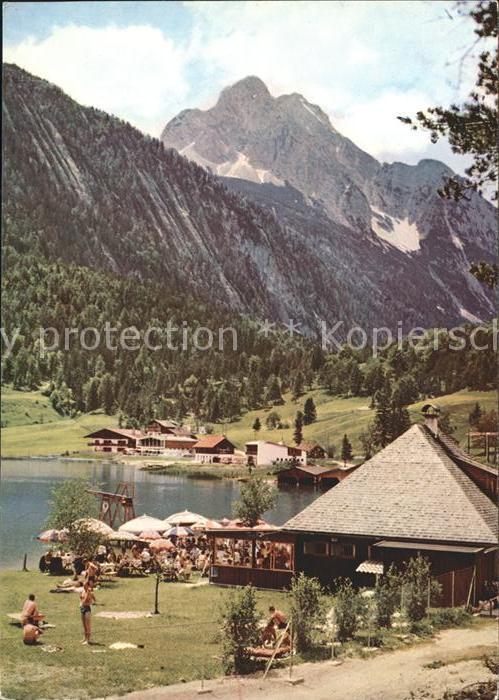Lautersee Mittenwald Badeanstalt mit Wetterstein