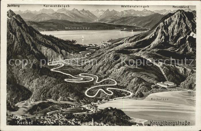 Kochel See Kesselbergstr Karwendel mit Wettersteingebirge Herzogsland