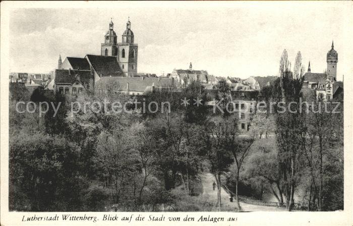 Wittenberg Lutherstadt Blick auf die Stadt von den Anlagen