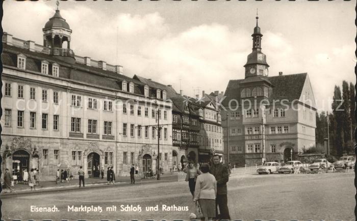 Eisenach Thueringen Marktplatz mit Schloss und Rathaus