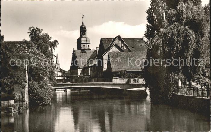 Ettlingen Partie an der Alb mit Rathaus