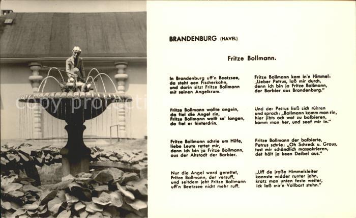 Brandenburg Havel Fritze Bollemann Brunnen und Gedicht
