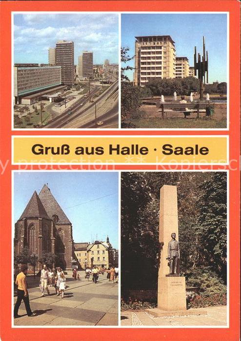 Halle Saale Ernst Thaelmann Platz Leninallee Hochhaeuser Konzerthalle Denkmal De