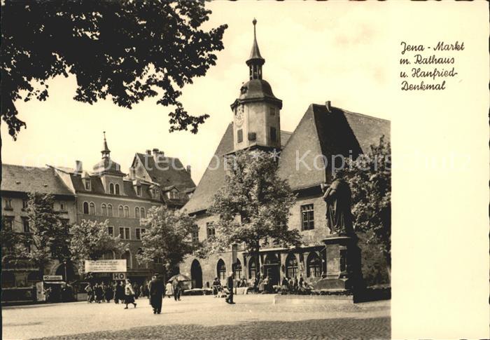 Jena Markt mit Rathaus und Hanfried Denkmal