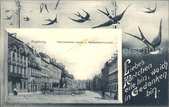 Augsburg Maximilianstrasse und Herkulesbrunnen