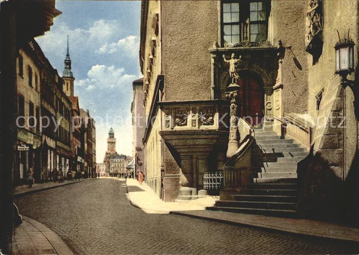 Goerlitz Sachsen Histor Rathaustreppe Bruederstr Moench und Reichenbacher Turm