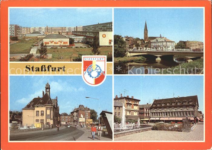 Stassfurt Leninring Bodebruecke Blick zur Post Karl Marx Str