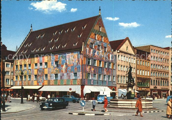 Augsburg Weberhaus am Moritzplatz Brunnen