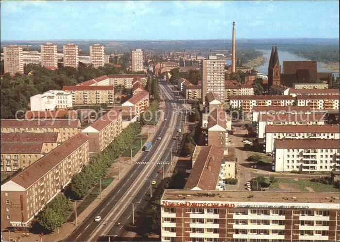 Frankfurt Oder Blick vom Hochhaus zur Karl Marx Strasse