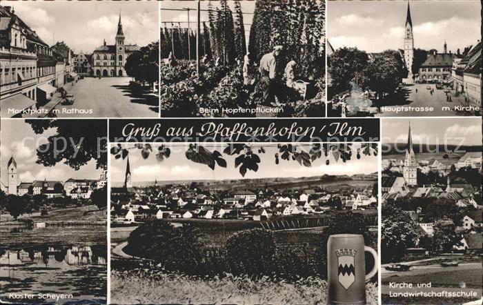 Pfaffenhofen Ilm Marktplatz Rathaus Hopfenpfluecken Hauptstrasse Kirche Landwirt