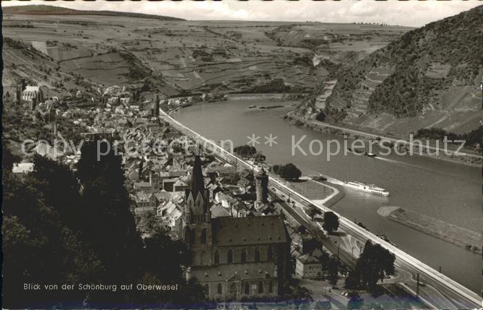 Oberwesel Rhein Blick von der Schoenburg
