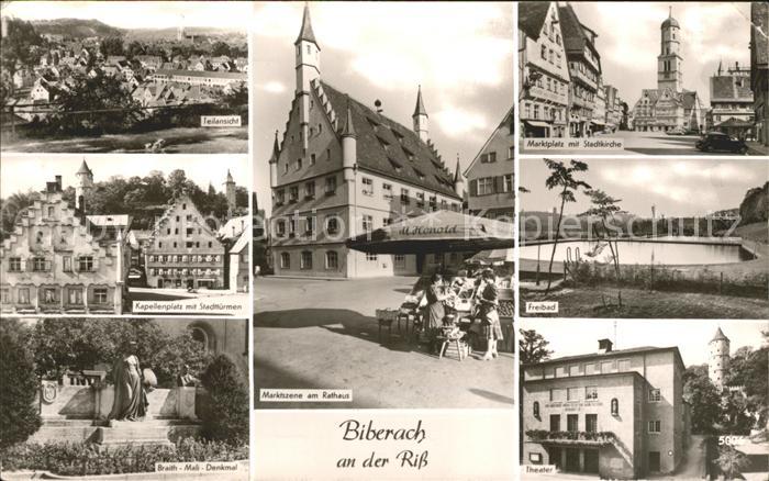 Biberach Riss Kapellenplatz Stadttuermen Braith Mali Denkmal Theater Marktplatz