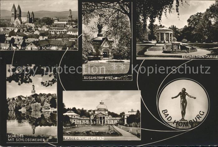 Bad Homburg Elisabethen Quelle Erloeserkirche und Schloss