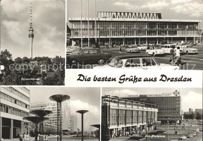 DRESDEN Elbe Fersehturm Postplatz Kulturpalast