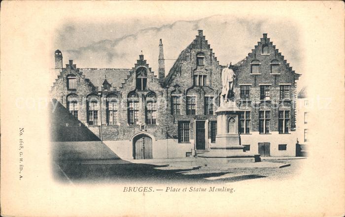 Bruges BRUGGE Belgie Place et Statue Memling