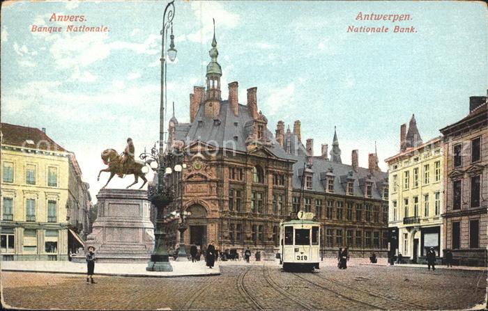 Anvers Antwerpen Banque Nationale Reiterstandbild Strassenbahn