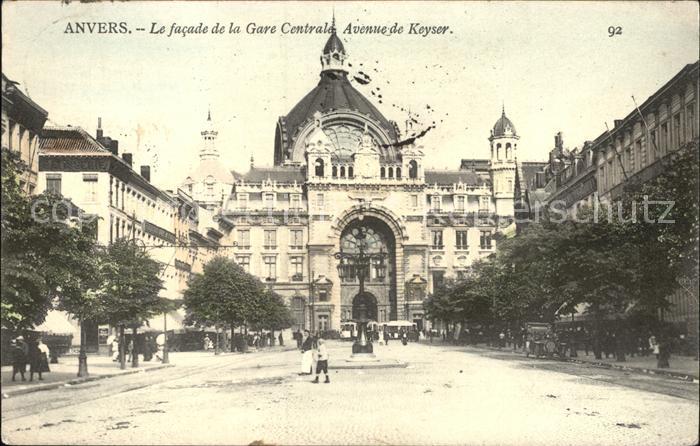 Anvers Antwerpen Le facade de la Gare Centrale Avenue de Keyser